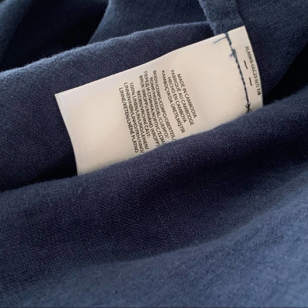 New Ralph Lauren Maxi Linen Navy Long Dress - Picture 12 of 16